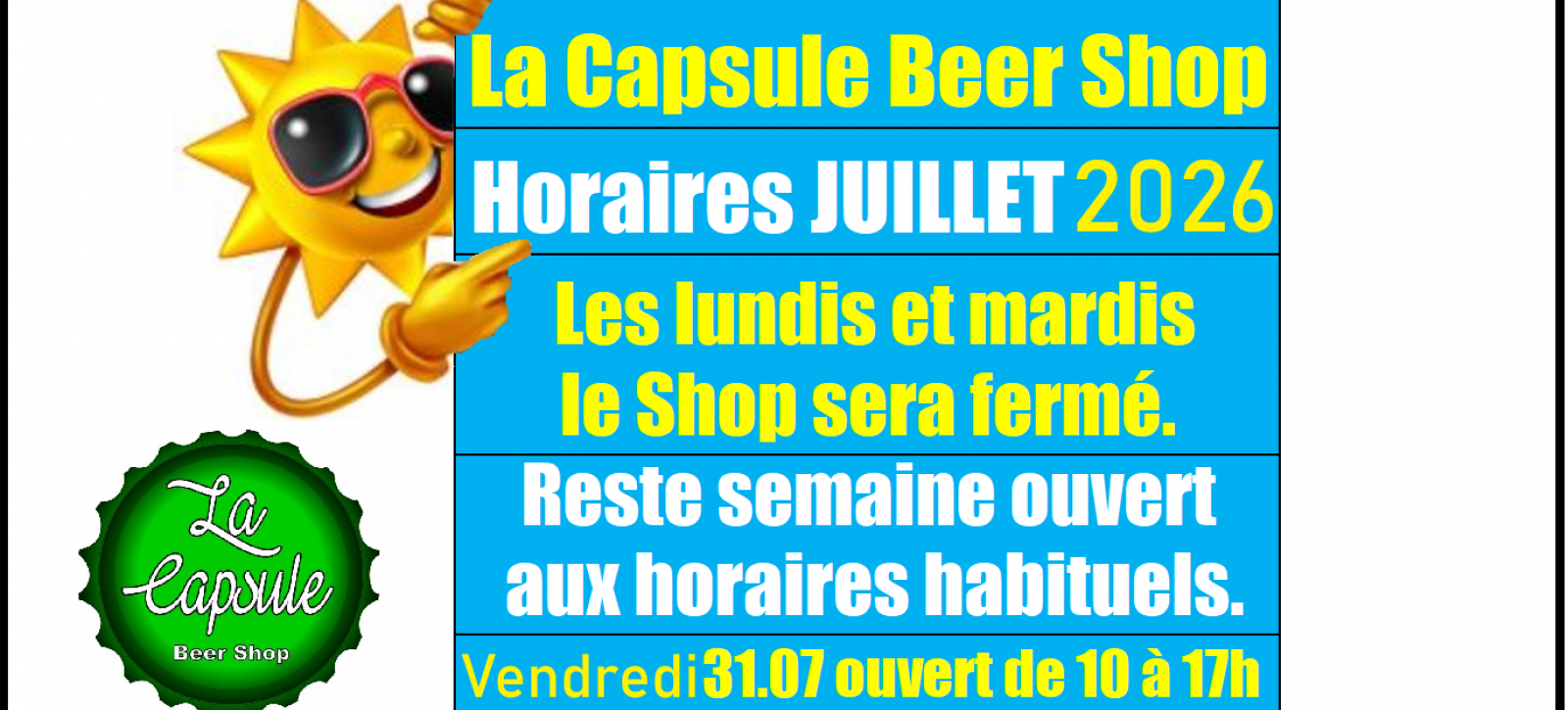 Horaires Juillet 2026